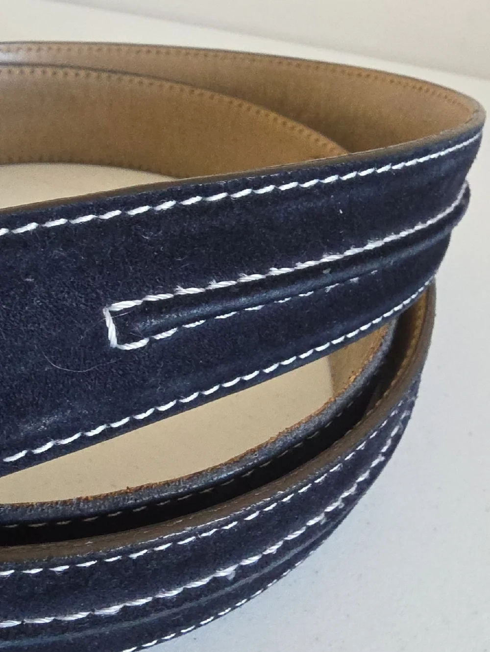 PAUL FREDRICK | Navy Suede Belt Sz 44